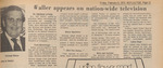 Newspaper Article, Waller Appears on Nation-wide Television, February 4, 1972