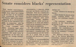 Newspaper Article, Senate Considers Blacks' Representation, April 11, 1972