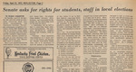Newspaper Article, Senate Asks for Rights for Students, Staff in Local Elections, April 21, 1972