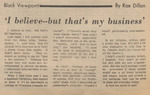 Newspaper Article, Black Viewpoint, 'I believe--but that's my business', April 25, 1972