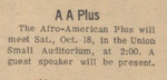 Newspaper Advertisement, A A Plus, October 17, 1969 by The Reflector