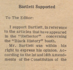 Newspaper Letter, Bartlett Supported, March 3, 1970