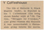 Newspaper Article,  Y Coffeehouse, March 22, 1968