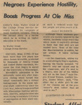 Newspaper Article, Negros Experience Hostility, Boosts Progress at Ole Miss, March 26, 1968