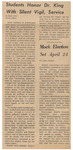Newspaper Article, Students Honor Dr. King With Silent Vigil, Service, April 9, 1968