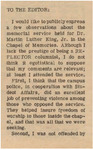 Letter to the Editor, April 23, 1968 by Thom Fewel