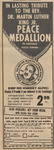 Newspaper Advertisement, In lasting tribute to the Rev. Dr. Martin Luther King Jr. Peace Medallion, May 3, 1968