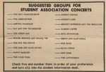 Newspaper Survey, Suggested Groups for Student Association Concerts, May 10, 1968 by The Reflector