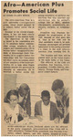 Newspaper article, Afro-American Plus Promotes Social Life by Bessie Elaine Minor, October 8, 1968 by Bessie E. Minor
