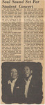 Newspaper article, Soul Sound Set for Student Concert, October 8, 1968