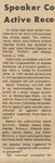 Newspaper article, Speaker Conflict has Active Recent History, October 15, 1968