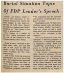 Newspaper Article, Racial Situation Topic of FDP Leader's Speech, December 17, 1968