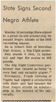 Newspaper article, State Signs Second Negro Athlete, December 17, 1968