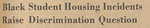 Newspaper article, Black Student Housing Incidents Raise Discrimination Question, April 25, 1969