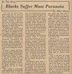 Newspaper article, Blacks Suffer Mass Paranoia, April 29, 1969