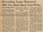 Newspaper article, Recruiting Teams Represent MSU For Both Black and White, April 29, 1969 by M S. Abbott