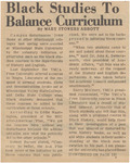 Newspaper article, Black Studies to Balance Curriculum, Mary Stowers Abbott, September 12, 1969
