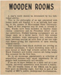 Newspaper article, Wooden Rooms, September 16, 1969 by The Reflector