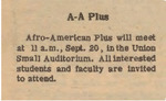 Newspaper advertisement, AA Plus, September 19, 1969 by The Reflector