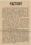 Newspaper article, Factory, YMCA, September 19, 1969 by The Reflector