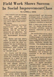 Newspaper article, Field Work Shows Success in Social Improvement Class, September 23, 1969 by Lowell Hine