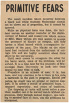 Newspaper article, Primitive Fears, September 26, 1969 by The Reflector