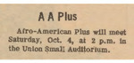 Newspaper article, AA Plus, September 30, 1969 by The Reflector