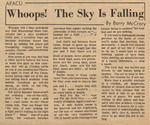 Newspaper article, Whoops! The Sky Is Falling, September 23, 1969 by Barry McCrory
