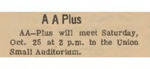 Newspaper advertisement, AA Plus, October 21, 1969