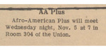 Newspaper advertisement, AA Plus, November 4, 1969