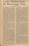 Newspaper article, Little Unrest Seen at Mississippi State, Februarya 17, 1970 by Carroll Jackson