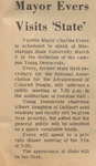 Newspaper article, Mayor Evers Visits 'State', March 3 , 1970