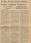Newspaper article, Judge Issues Restraining Order Against Trustees, March 20, 1970