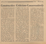 Newspaper article, Constructive Criticism-Conservatively, March 17, 1970