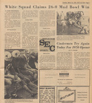 Newspaper article, White Squad Claims 26-0 Mud Bowl Win, March 24, 1970