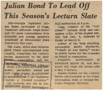 Newspaper article, Julian Bond To Lead Off This Season's Lecturn Slate, September 22, 1970 by The Reflector