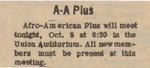 Newspaper advertisement, AA Plus, October 9, 1970