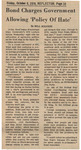 Newspaper article, Bond Charges Government Allowing 'Policy of Hate' Bill Boggess, October 9, 1970