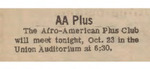 Newspaper advertisement, AA Plus, October 23, 1970