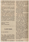 Newspaper article, Closed Minds, Rae Evelyn Dillon, March 26, 1971