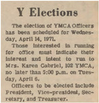 Newspaper article, Y Elections, April 2, 1971 by The Reflector