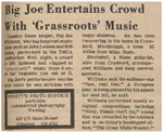 Newspaper article, Big Joe Entertains Crowd With 'Grassroots' Music,April 16, 1971 by The Reflector