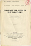 1922 Plan of Home Work in Foods for First Year Club Girls