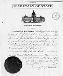 Secretary of State Document by Joseph W. Power