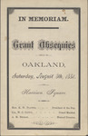 In memoriam : Grant obsequies held in Oakland, Saturday, August 8th, 1885