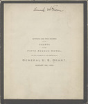 Within are the names of the guests of the Fifth Avenue Hotel : on the occasion of the obsequies of General U.S. Grant, August 8th, 1885